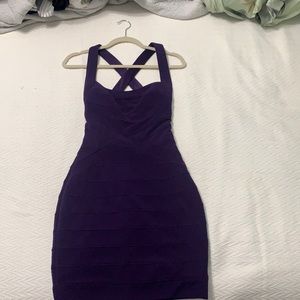 Aidan Mattox eggplant purple bodycon mini dress